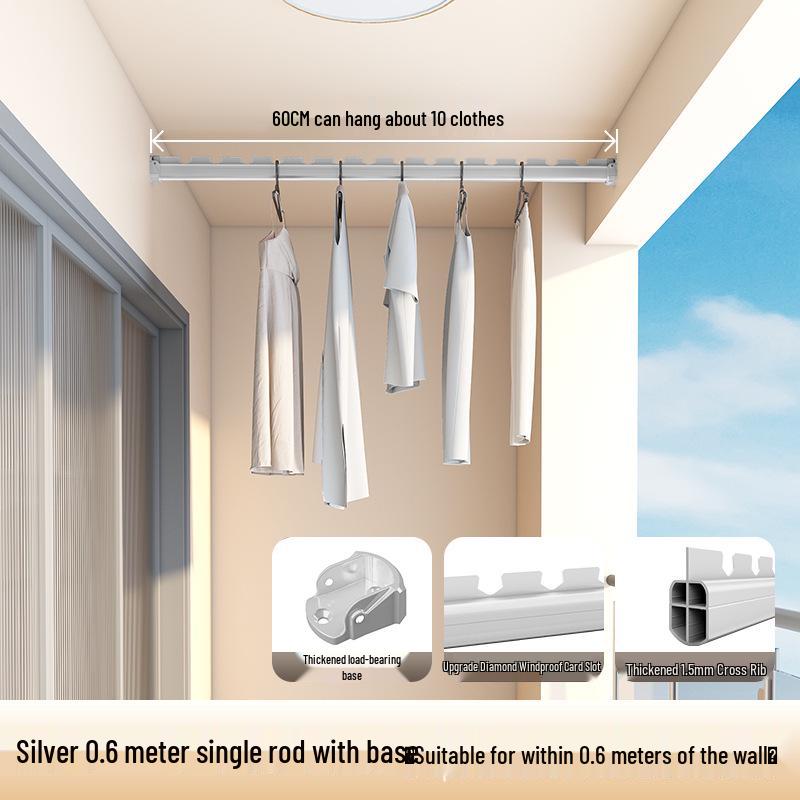 Настенная штанга для сушки одежды с боковым креплением и фланцевым основанием