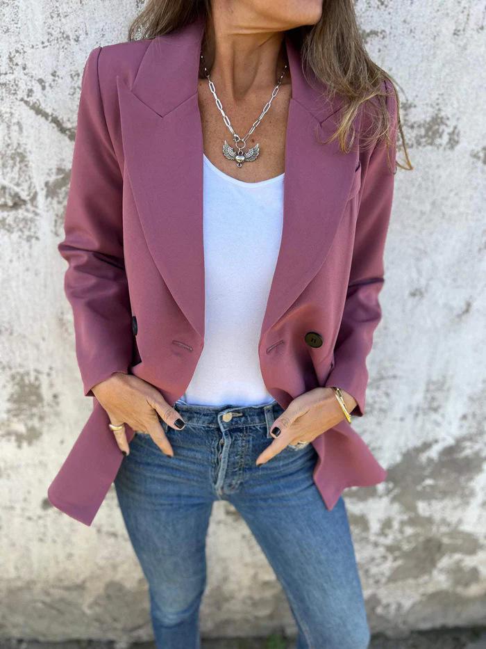 Women's Fashion Solid Color Long-Sleeved Suit Jacket