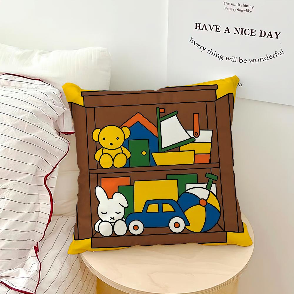 Cartoon Bunny Rabbit kawaii funny MMiffy soft pillowcase for Sofa Home Living Room bedside Decor pillow cover Gift Party hogar