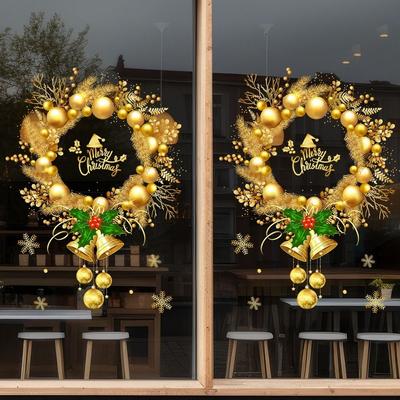 PVC Christmas Window Stickers Reusable Electrostatic Christmas Window Decals Whole Sheet Christmas Glass Window Stickers