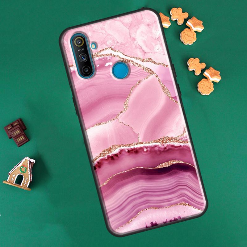 Teal Blue Gold Agat Marble dla Realme GT Neo 2 7 8 Pro 8i 9i C3 C21 Etui dla OnePlus 10 Pro 9 Pro Nord2 8T 9R
