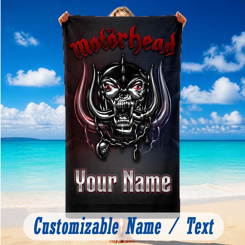 Beach Towel Custom Name Text, Quick Dry Large Towel For Beach HomeMotorhead