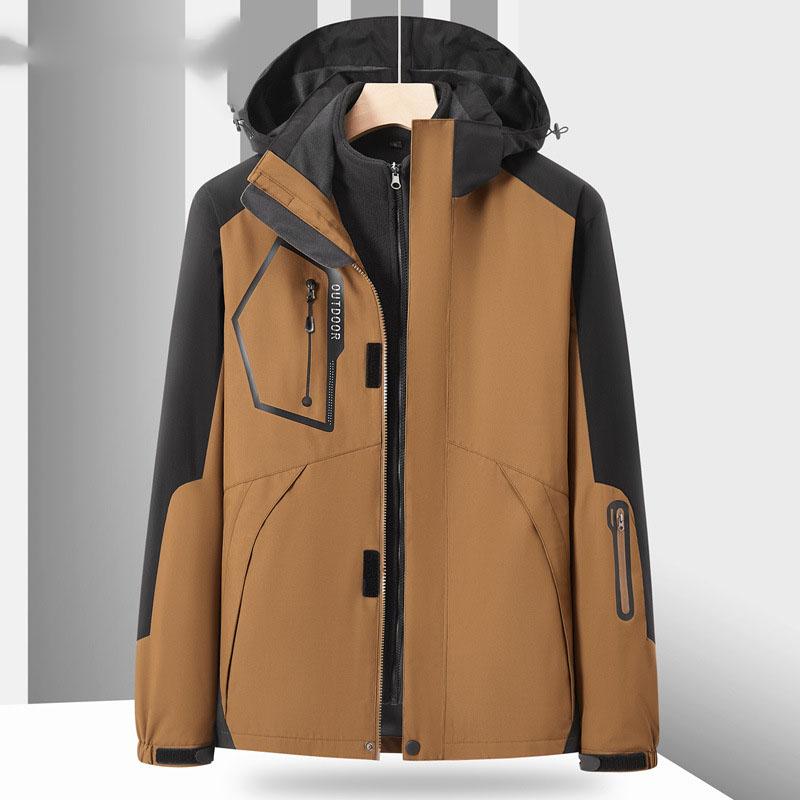 Skijacken 3-in-1-Skijacke für Herren, warm, für den Winter, mit Kapuze, winddicht, wasserdicht, verschleißfest, für den Außenbereich, zum Wandern, Klettern