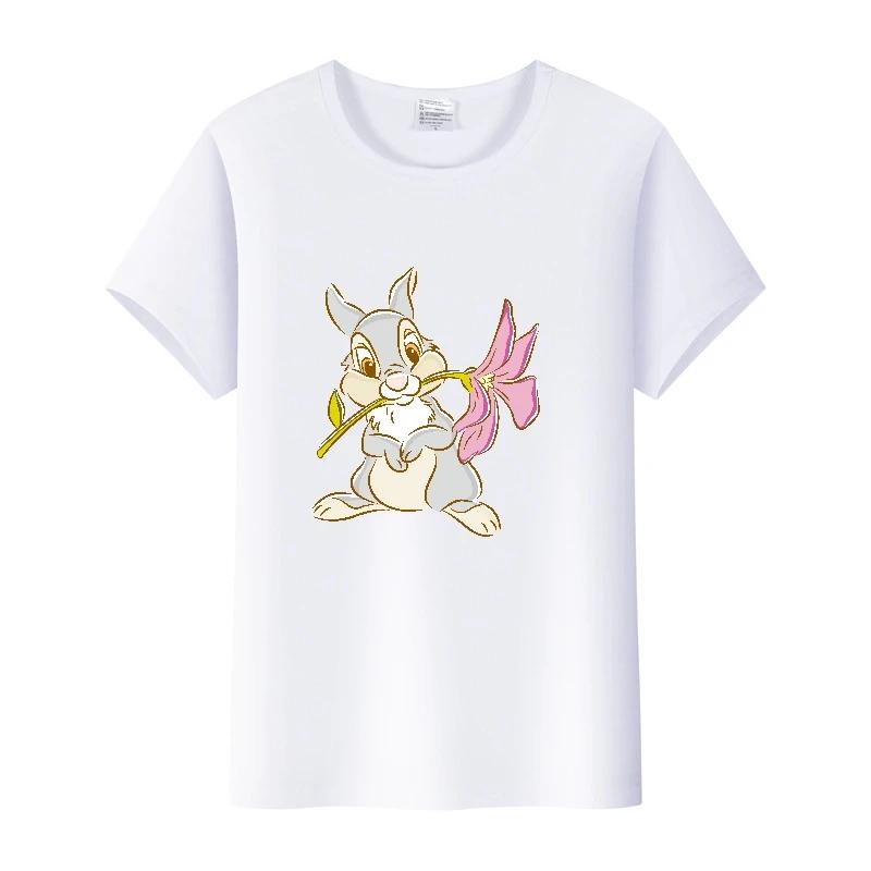 Vintage Plus Size Clothes Y2K Tshirt Kawaii Tops Cartoon Bambi Graphic T-shirt Summer Blouses White Tees Unisex