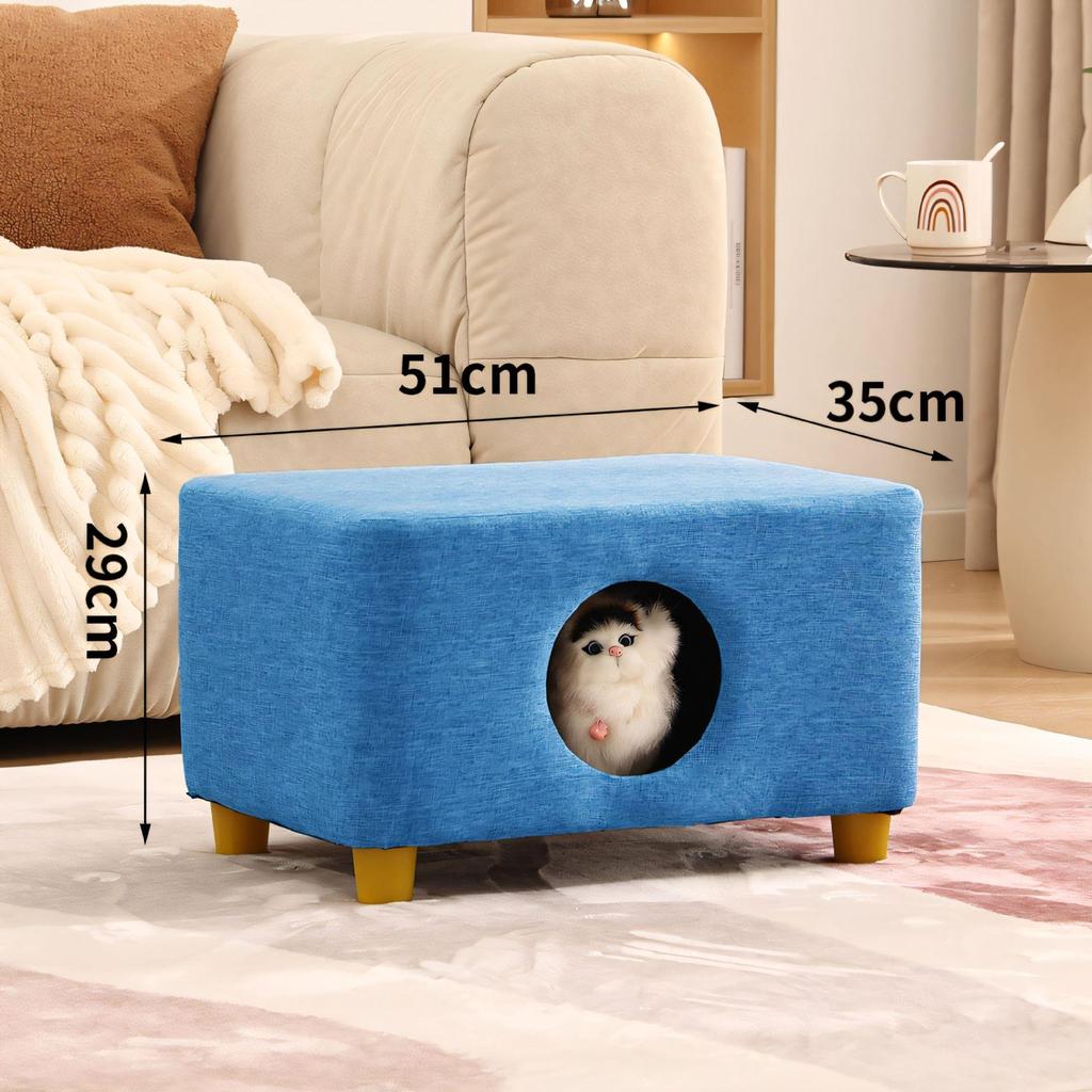 Solid Wood All-Season Cat Bed Stool: Warm Winter Semi-Enclosed Pet Bed for Kittens and Puppies