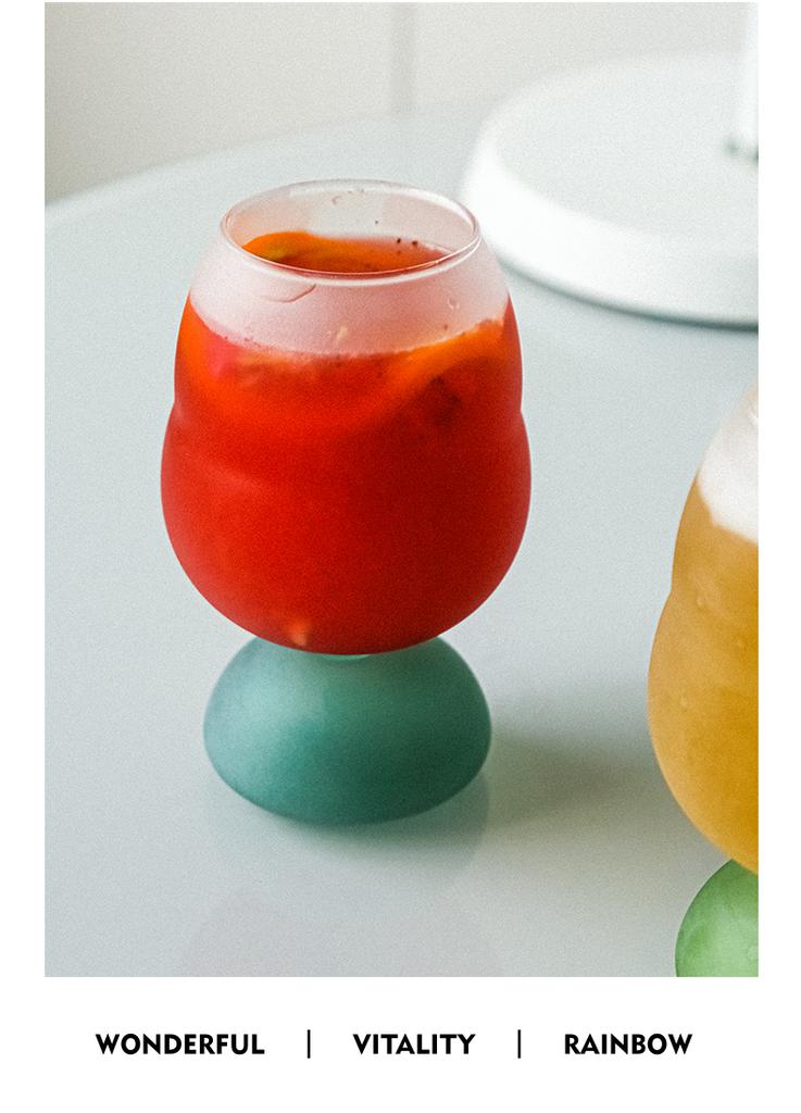Cute Colorful Frosted Glass Wine GLass Cup Large Capacity Beer Glass Coffee Milk Juice Glass Cup