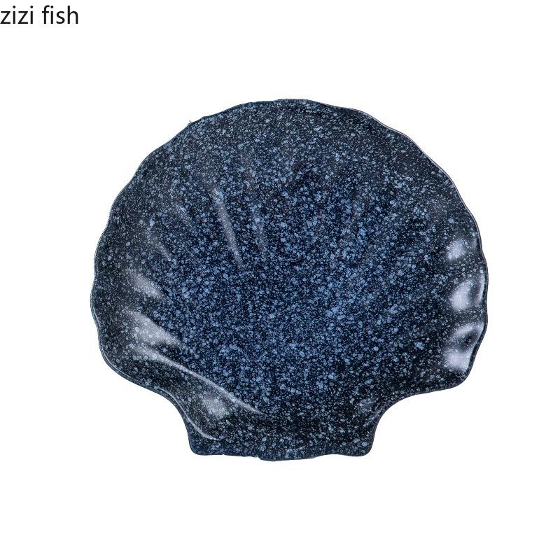 Vintage Ceramic Shell Shaped Plate Barbecue Plate Sushi Plate Dessert Snack Plates Pasta Plates Restaurant Creative Tableware