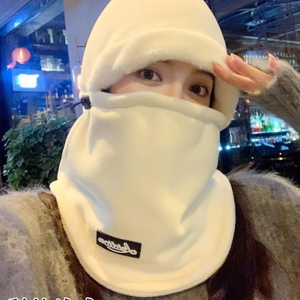 Thickned Beanies Cap Plush Hooded Face Mask New Winter Hat Scarf Set  Winter