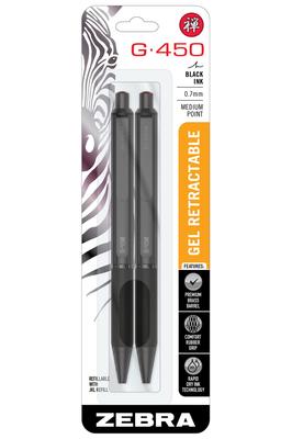 Zebra Pen STEEL Retractable Gel Black Medium Ink No Smudging or Weighted Brass G-450 Pen, Ink, 0.7mm Nib, Quick-Drying – Smudge, Barrel, Refillable,