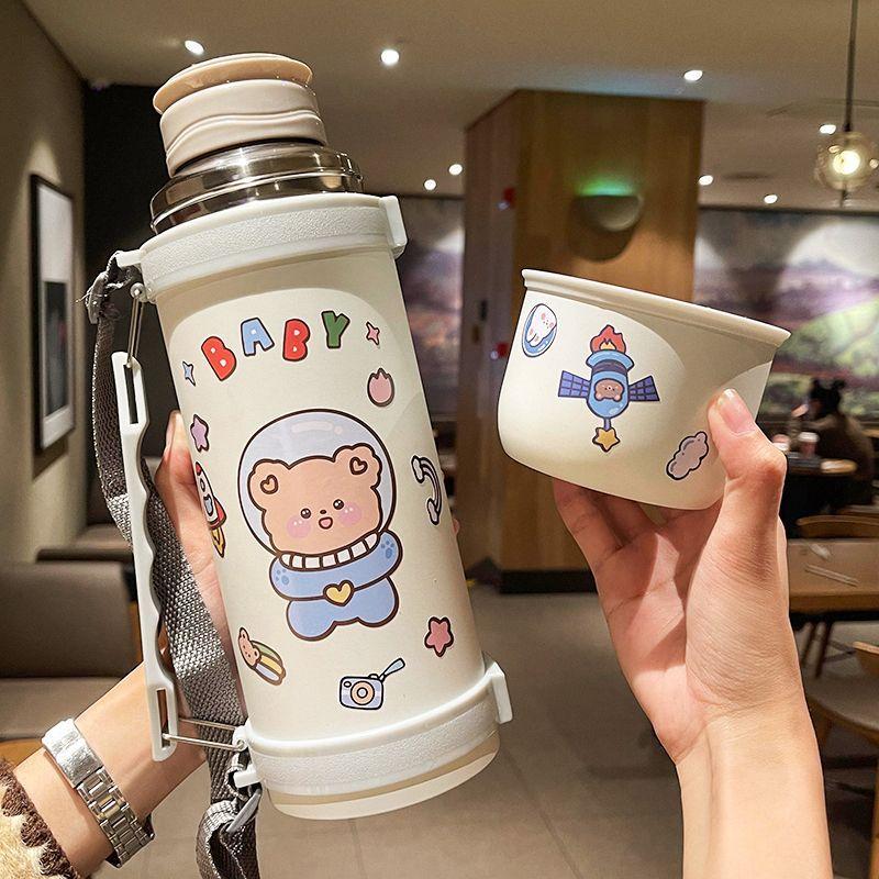 Large Capacity Insulation Cup 1100ml Vacuum Flasks Portable Stainless Steel Thermos Cup Water Bottle Travel Tea Mug Office Thermos Cup