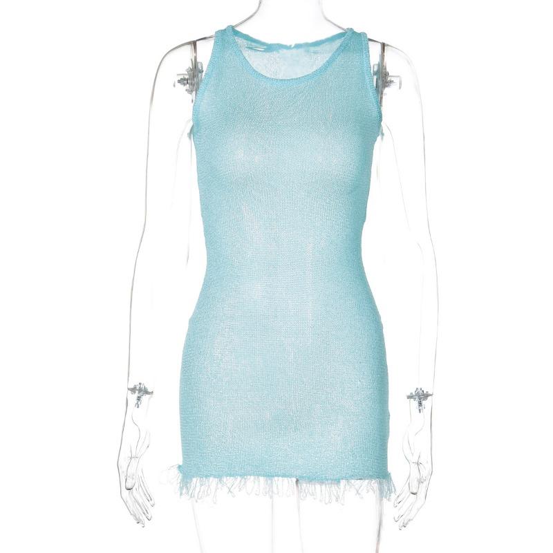 Women's Summer Fashionable Sexy Round Neck Sleeveless Hip Hugging Dresses