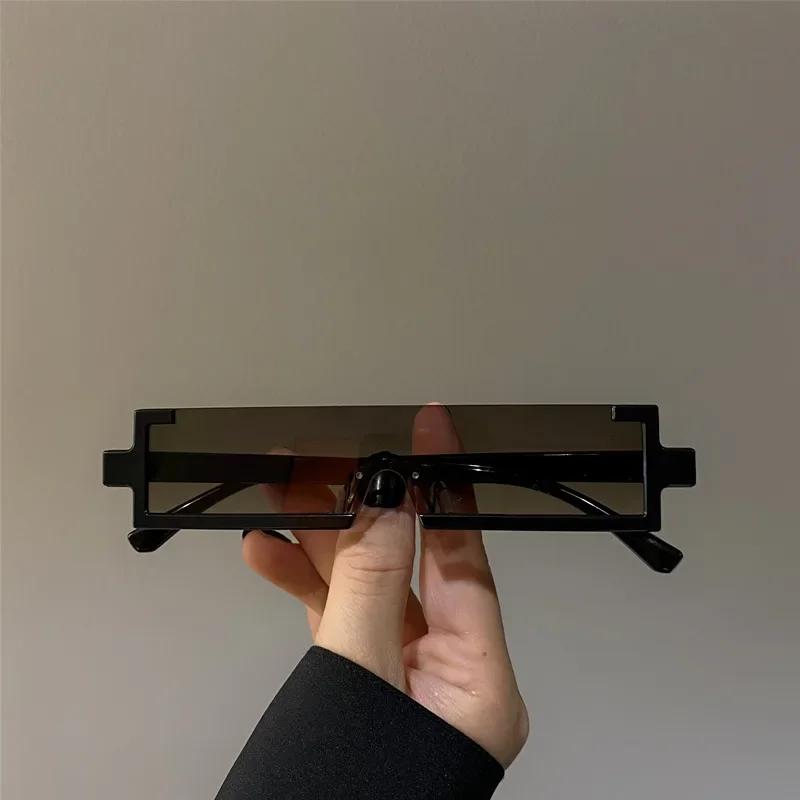 Tech Inspired Future Feeling Sunglasses Metal Rectangular Integrated Sunglasses Neutral Small Frame Sunglasses for Women