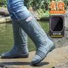Jundeng Fashion Mechanical Style Men's High Rain Shoes Thickened Rainy Day Wading Boots Non-slip Rubber Shoes Rain Boots Cover Feet Water Shoes