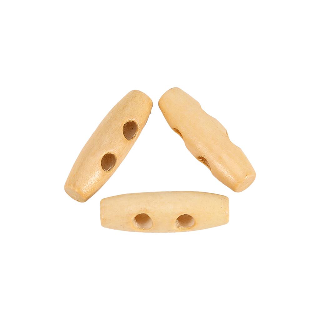 50pcs Lot Button Wooden 2 Holes Coat Duffle Toggle Wood Horn Sewing Knitting Buttons 30mm Buttons Horn Tooth Shape