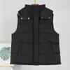 Fall Winter New Trendy Y2K Sleeveless Hooded Padded Cotton Vest Jacket, Cropped Waistcoat Outerwear for Women