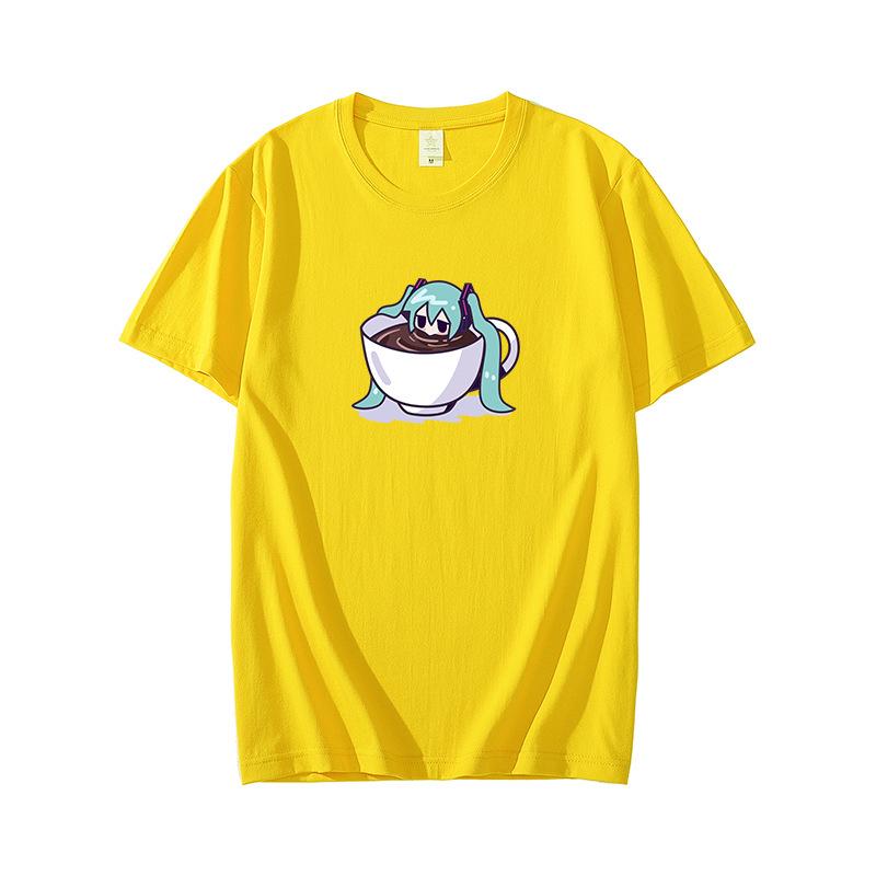 Chuyin Animation Peripheral Cartoon Printed Short Sleeve Tshirt Unisexs and Unisexs Pure Cotton Anime Japanese New Tshirt