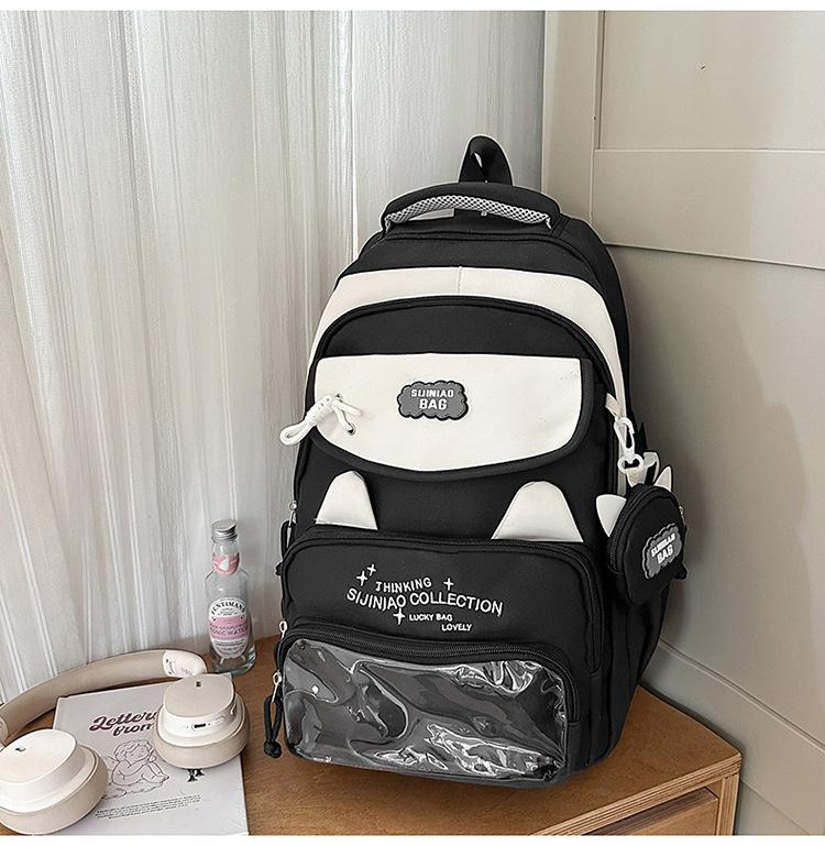 Schoolbag new high-value Japanese college style fresh and sweet contrasting color splicing backpack junior high school students lightweight backpack