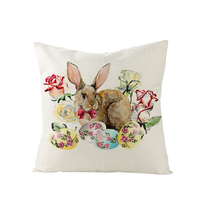 Watercolor Bunny Egg Easter Pillow Cover Nordic Office Sofa Polyester Cushion Cover Home Furnishings