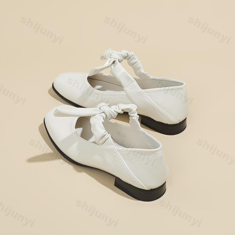 Fashion Elegant Bows Designed Shallow Mouth Single Shoes Women's 2025 Spring New Square Head Comfortable Slip On Casual Mary Jane Shoes