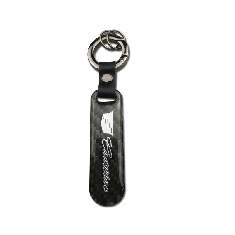 

For Cadillac Seville XT4 CT4 CT5 SLR STS CTS DTS ATS Escalade Auto Key Pendant Carbon Fiber Keychain Car Keyring Accessories