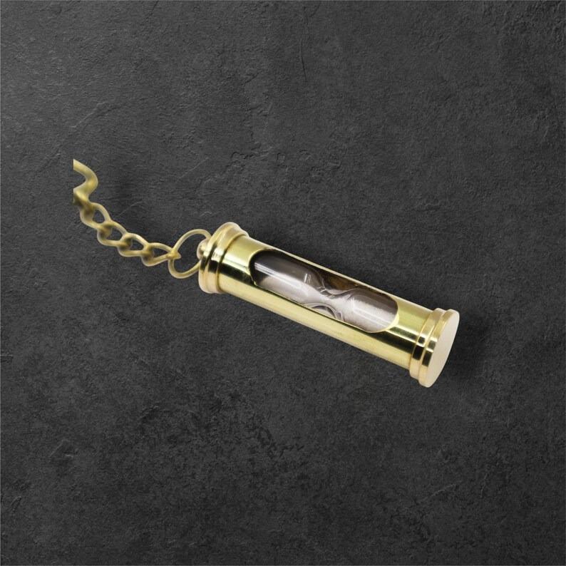 Personalised Sand Timer Keyring: Brass Hourglass Keychain