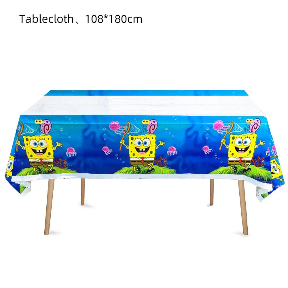 Sponge-Bob Birthday Party Decoration For Kids Toy Aluminum Foil Latex Balloon Cartoon Tableware Event Supplies Banner Backdrops