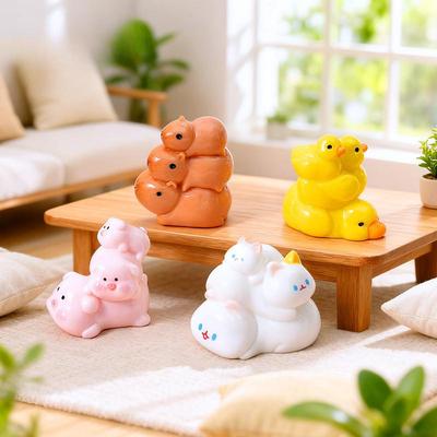 4Pcs/set Cartoon Cat Pig Capybara Animal Miniatures Resin Ornaments Diy Fairy Garden Decoration Micro Landscape