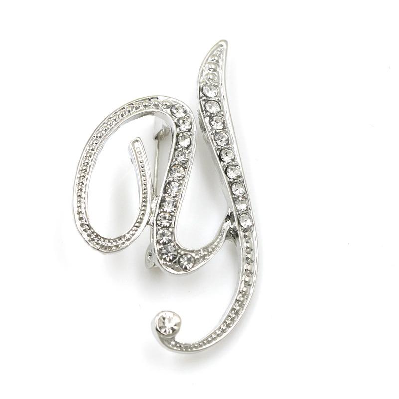 Dopis brož Příslušenství Pin Brož slitina Móda Angličtina živůtek Kostým Plný diamant vykládaný vodou