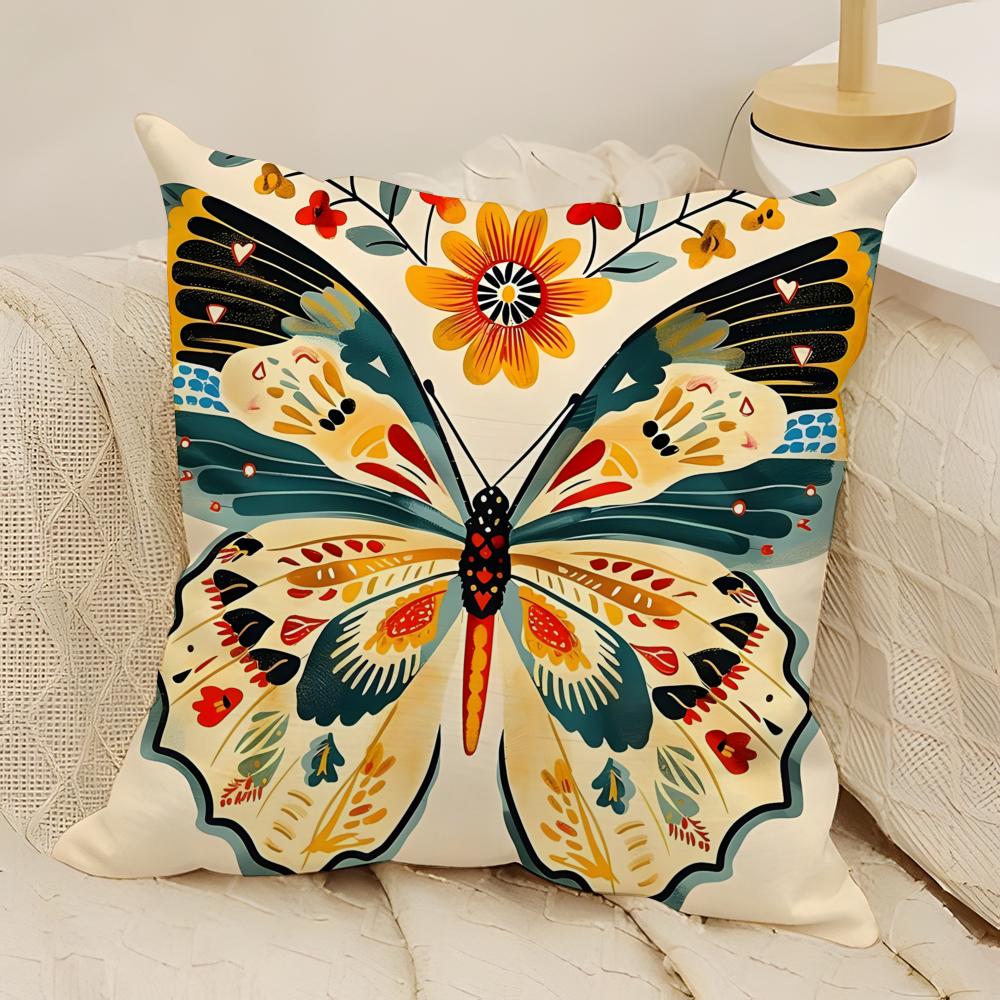 Fashing Plant and Insect Home Prints Pillow Case Natural Linen Double-Sided Printing Sofa Home Decor Cushion Cover