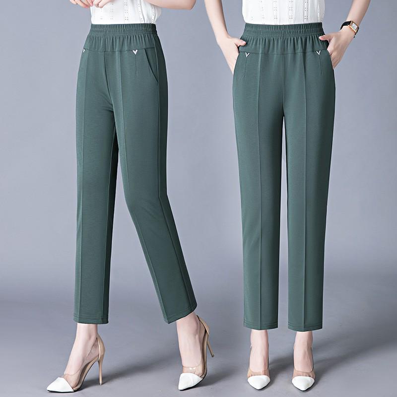 High Waist Elastic Summer Capri Pants for Middle-Aged & Elderly Women