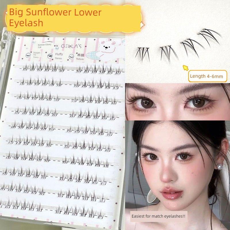 

Under eyelash short Nature! Small Narcissus short eyelashes 5mm or so Bean Bag transparent stem air feeling Female [Non-Glue-Free] Sunflower Lower Eyelashes