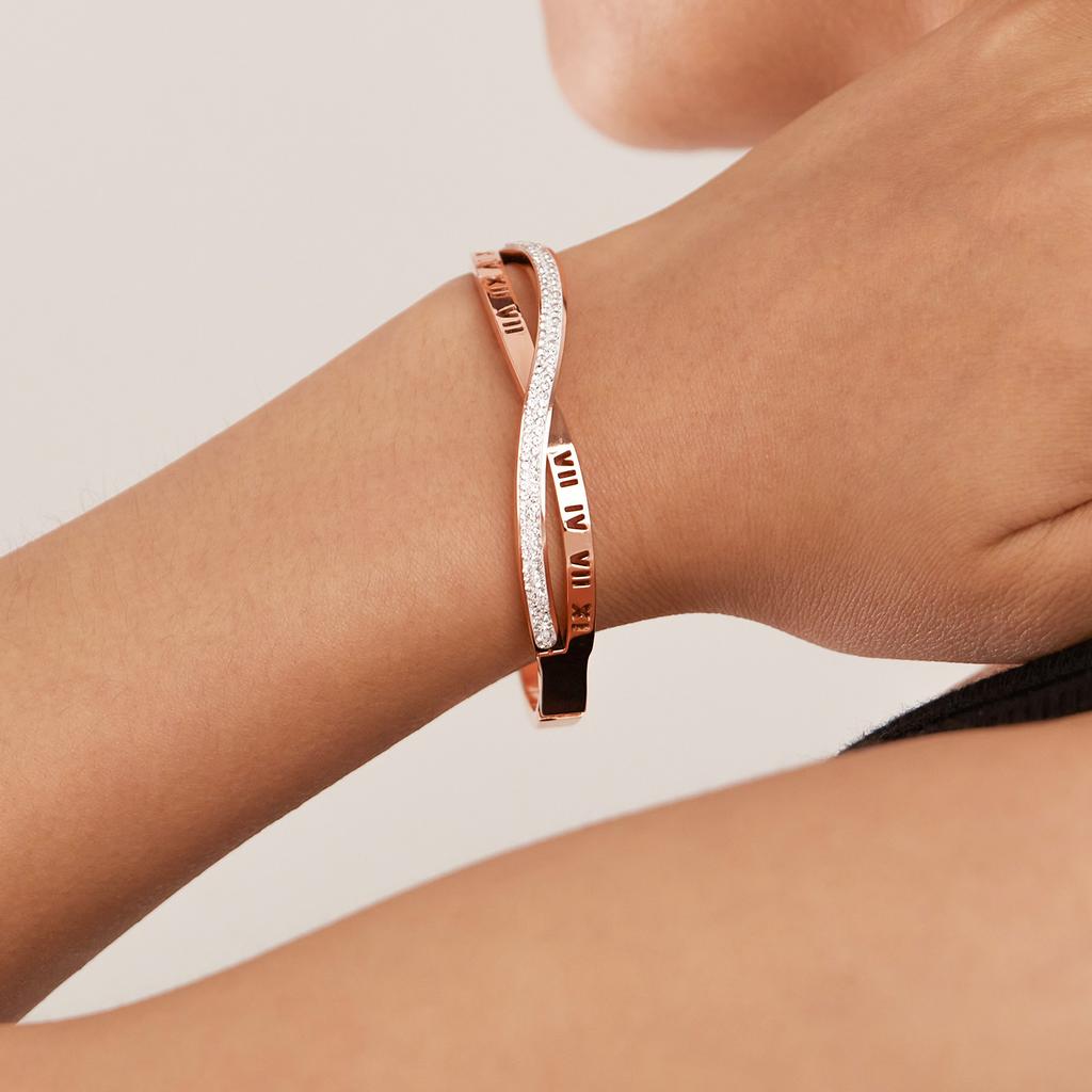 Ins Romantic Fashion Digital Titanium Steel Bracelet Personality Trend Versatile Cross Diamond Bracelet Women