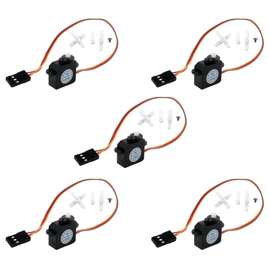 DIYmall 5pcs DM-S0020 Ultra Micro 2.1g Digital Servo with JR Connector, 5V Coreless Motor, 180 Degree Rotation, Mini Servo for Remote Control