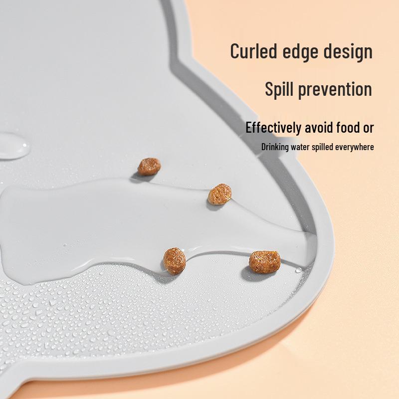 Silicone Pet Placemat: Anti-Spill, Anti-Slip, Waterproof, Easy to Clean, Overlock Edge, Food Leakage Prevention. Suitable for Cats and Dogs.