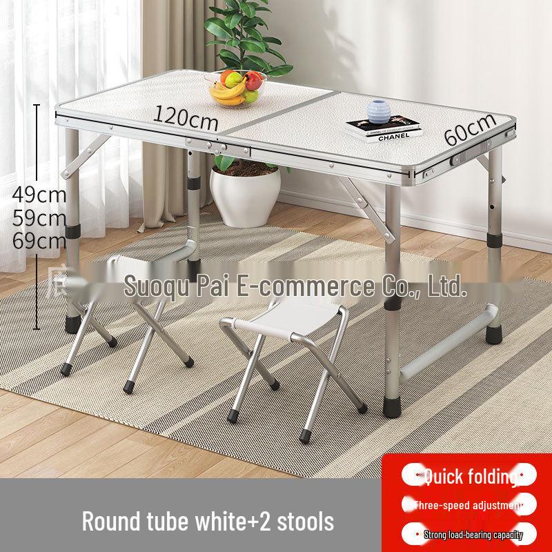 Portable Foldable Aluminum Camping Table and Chairs for Outdoor, Night Market, and Picnic Use