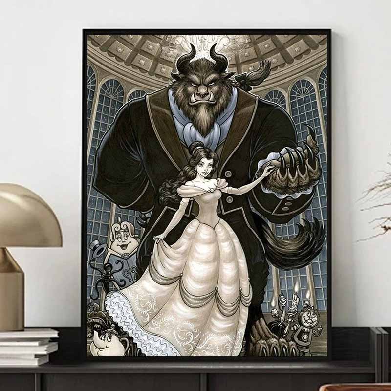 Disney Diamond Painting Beauty and The Beast Theme Art Illustration Cross Stitch Hanging Print Puzzle Mosaic EmbroideryHome Decor 5D DIY Art Brand New