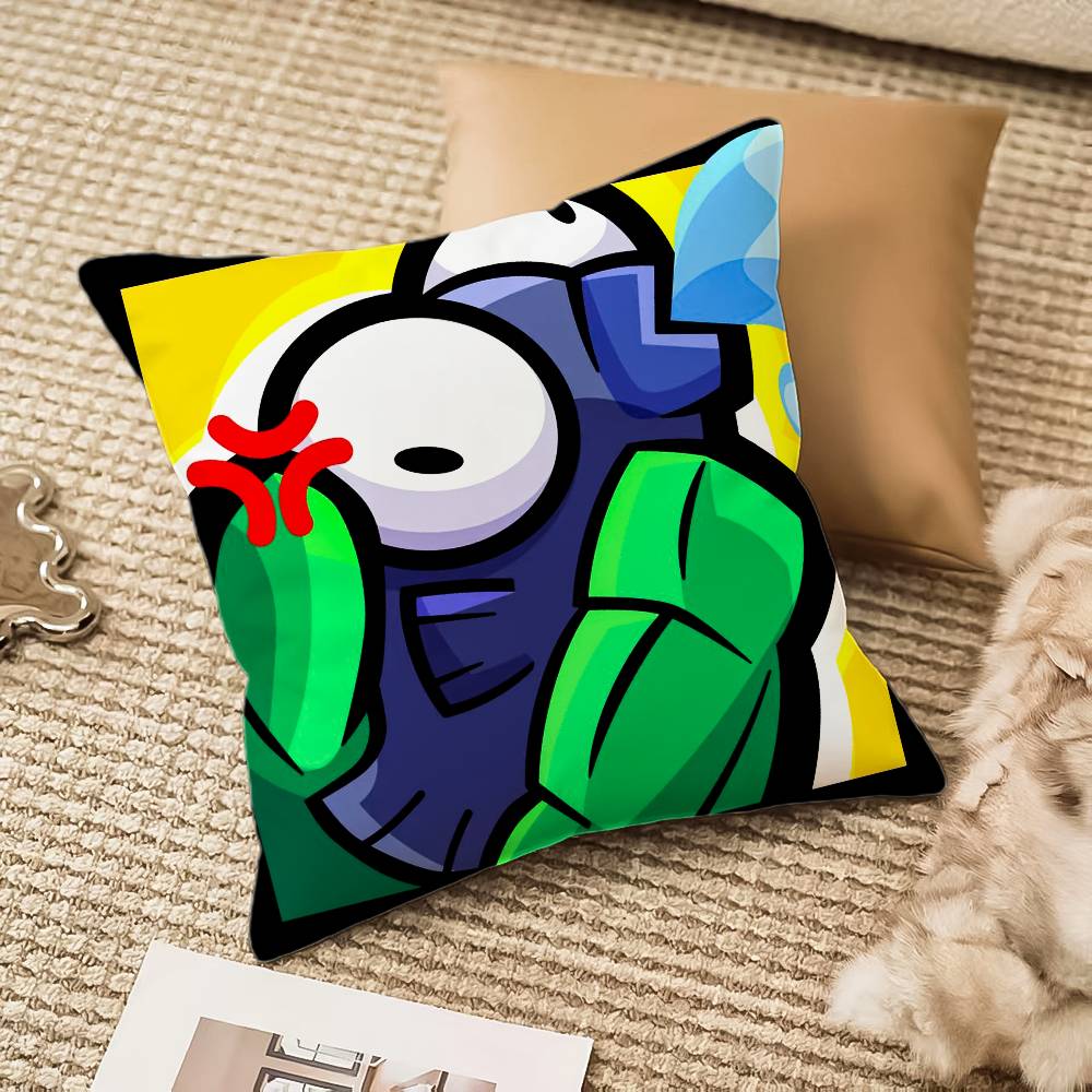B-Brawl Anime S-Stars Pillow Case Anti-dustmite Pillowcase Invisible Zipper Silky Short Plush Sofa Cushion Cover