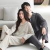 Double-layer Yarn Baby Cotton Couple Pajamas Women's Autumn and Winter Pure Cotton Cardigan Long-sleeved High-end Men's Loungewear Set