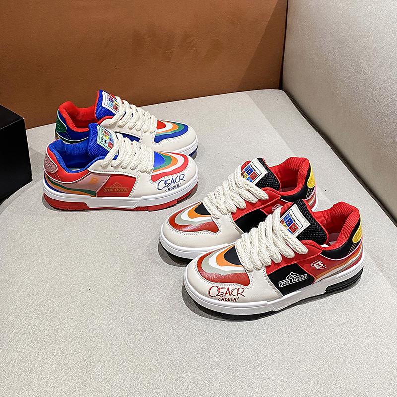 Spring Fashion Women's Sports Shoes Lace-up Color Block Women's Sports Shoes  Outdoor Casual Shoes Skateboard Shoes
