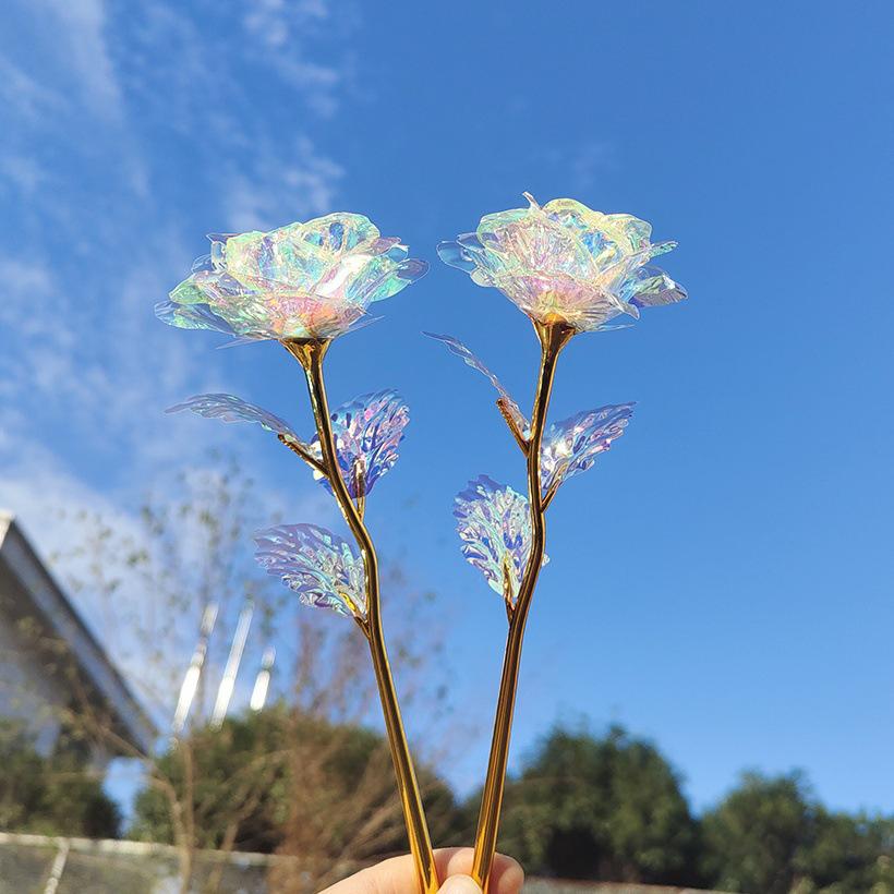 

Cross-Colored Gold Foil Rose Flower - Single Stem for Mother s Day, Teacher s Day, Valentine s Day, or Christmas Small Gift.