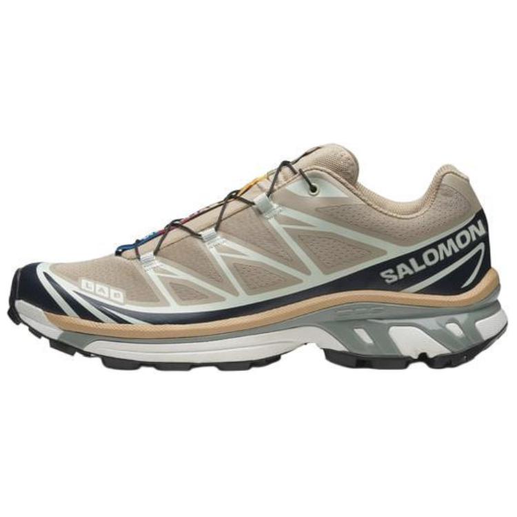 SALOMON XT-6 Komfortabelt Allsidig Overlag Lær Pustende Lavsko Løpesko Unisex Løpesko Khaki Svart 477374