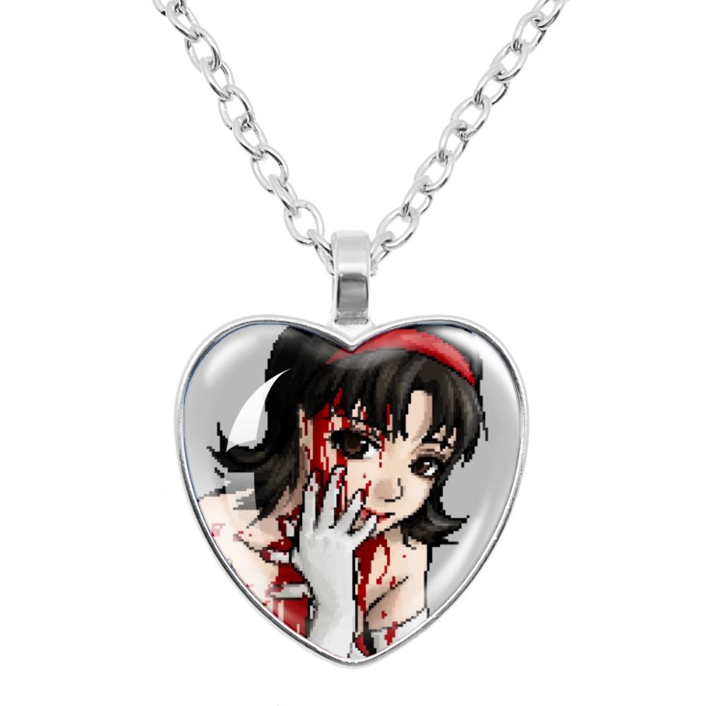 Perfect Blue Anime Movie Cartoon Glass Heart-Shape Pendant Necklace Cass Heart Shape Pendant Necklace Jewelry Charm Collect Gift