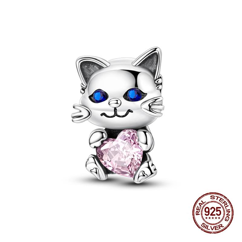 Charms Kupferrosa Katze Eule Tier Herz Zirkonia Charm Perlen Passen Original Armbänder Feiner DIY Schmuck