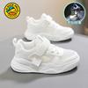 Little Yellow Duck children's shoes, white sneakers, single-layer mesh, boys' shoes, leather upper, with a thick cotton lining, for toddlers and