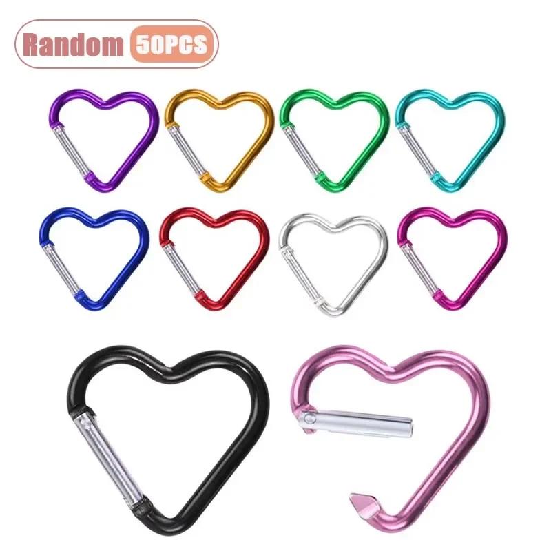 10-50PCS Heart Shaped Carabiner Aluminum Alloy Clip for Backpack Water Bottle Keychain Outdoor Hiking Climbing Accessories