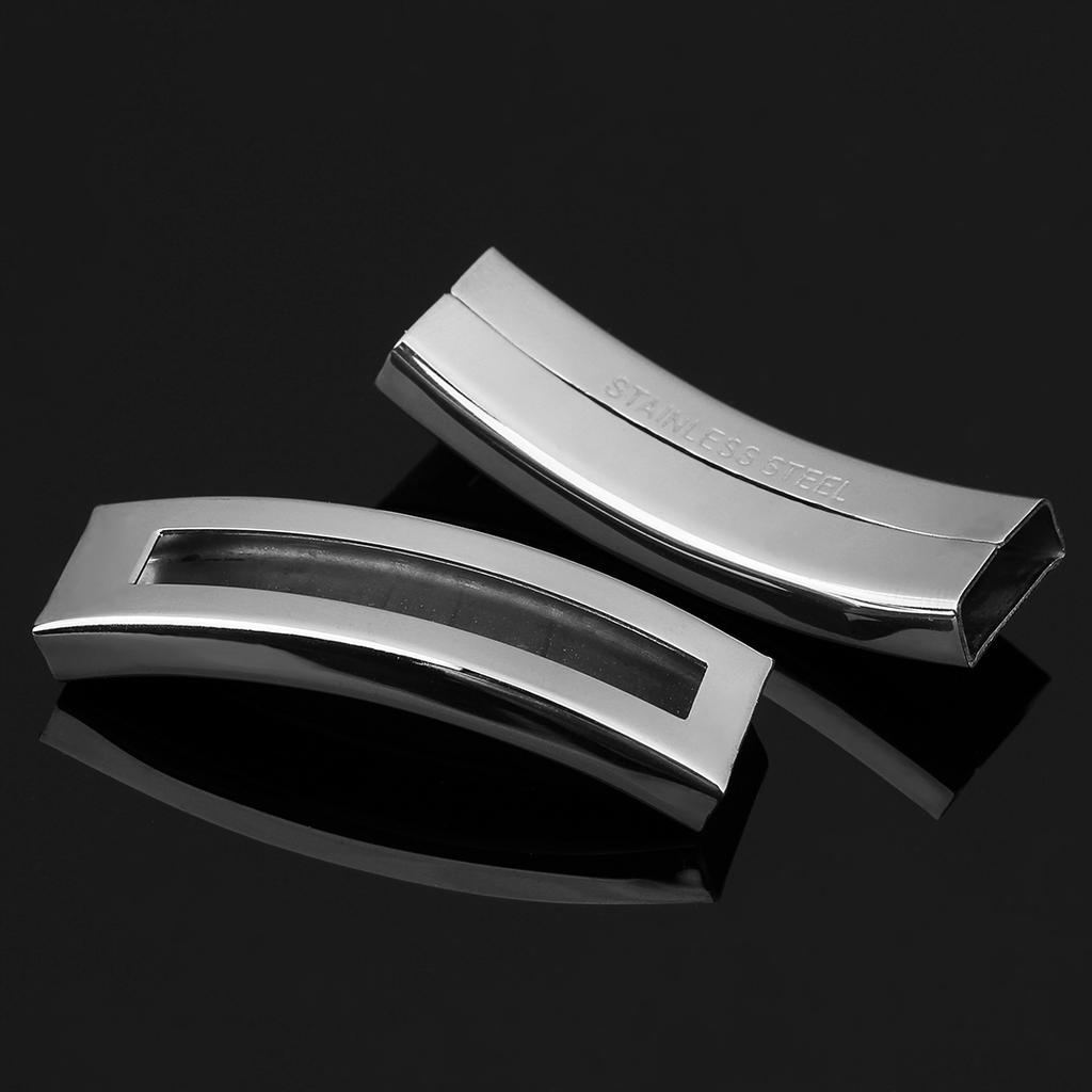 5pcs Stainless Steel Slider Curved Tube Beads Flat Leather Cord Spacer Tubes Bead For DIY Jewelry Making Bracelet Accessories