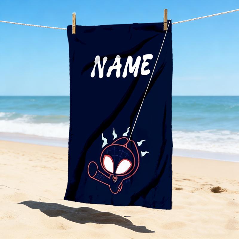 Personalized Name Spider-Man Mask Stylish Digital Printing Beach Towel Quick‑Drying Absorbent Blanket for Beach Pool Gym Travel