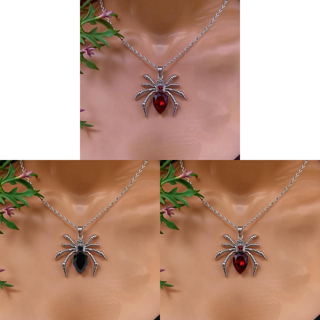 Collana Ciondolo Ragno Nero Gotico Per Uomini Donne Halloween Cosplay Gioielli