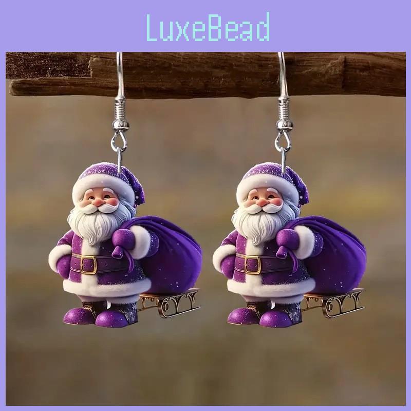 Christmas Themed Acrylic Earrings With Silver Ear Pins For Seasonal Wear