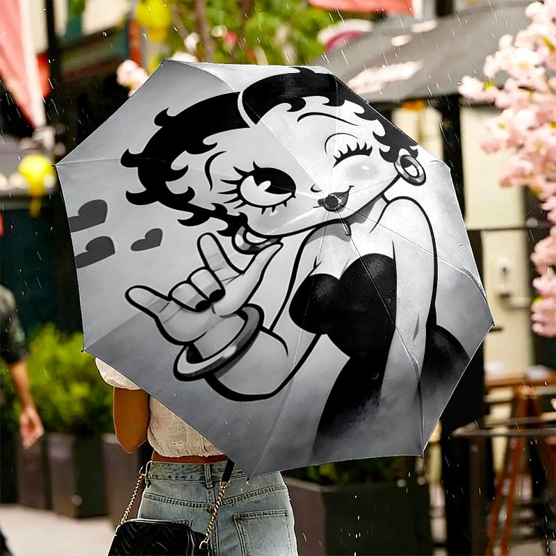 Betty Boop Print Umbrella Automatic Opening/ Closing - Portable Foldable Design - Daily use for Travel/Outdoor - Gift for Birthday